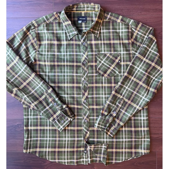 Marmot Other - Marmot Mens XXL Green Plaid Flannel Shirt Long Sleeve Wool Blend SCC-308